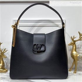 Valentino Grained Leather VLogo Hobo Bag Black 2019 (XYD-9090918)