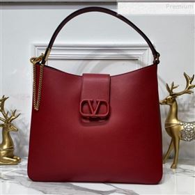 Valentino Grained Leather VLogo Hobo Bag Red 2019 (XYD-9090919)