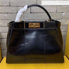 Fendi Peekaboo Iconic Medium Vintage Lambskin Bag Black 2019 (AFEI-9090929)