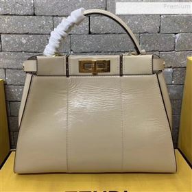 Fendi Peekaboo Iconic Medium Vintage Lambskin Bag White 2019 (AFEI-9090930)