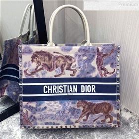 Dior Book Tote Large Bag in Toile de Jouy Pinted Calfskin and Studs 2019 (BINF-9090937)