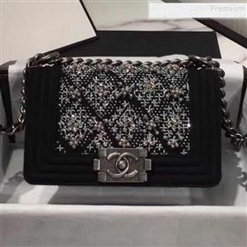 Chanel Wool Crystal Small Boy Flap Bag A67086 Black 2019 (FM-9091712)