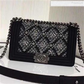 Chanel Wool Crystal Medium Boy Flap Bag A67086 Black 2019 (FM-9091713)