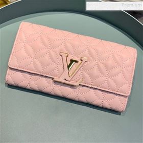 Louis Vuitton Capucines Bloom Lambskin Long Flap Wallet M68590 Pink 2019 (LVSJ-9091806)