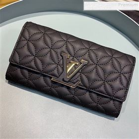 Louis Vuitton Capucines Bloom Lambskin Long Flap Wallet M68590 Black 2019 (LVSJ-9091805)