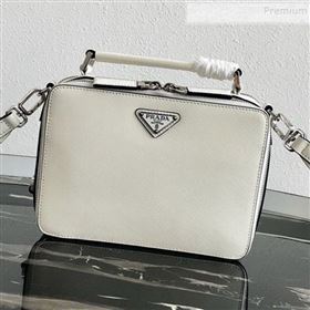Prada Mens Saffiano Leather Square Bandoleer Shoulder Bag 2VH069 White 2019 (PYZ-9091833)