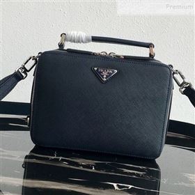 Prada Mens Saffiano Leather Square Bandoleer Shoulder Bag 2VH069 Navy Blue 2019 (PYZ-9091834)