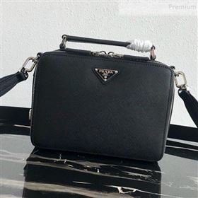 Prada Mens Saffiano Leather Square Bandoleer Shoulder Bag 2VH069 Black 2019 (PYZ-9091835)