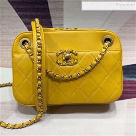 Chanel Quilted Lambskin Chain CC Camera Case AS0971 Yellow 2019 (KAIS-9091603)