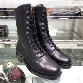 Chanel Calfskin Mid-High Flat Boots G34953 Black 2019 (XO-9091923)