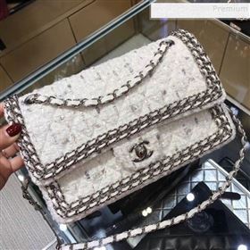 Chanel Tweed Chain Trim Medium Flap Bag White 2019 (YD-9092102)