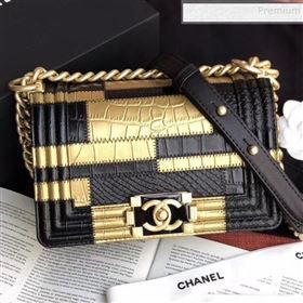 Chanel Calfskin Small Boy Flap Bag A67085 Gold/Black 2019 (JIYUAN-9092105)