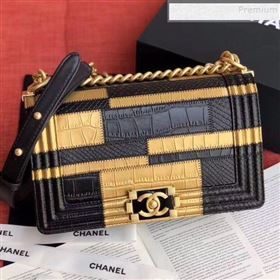 Chanel Calfskin Medium Boy Flap Bag A67085 Gold/Black 2019 (JIYUAN-9092106)