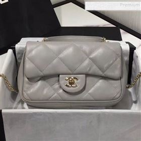 Chanel Quilted Lambskin Classic Small Flap Bag with Top Handle AS1114 Gray 2019 (KAIS-9092507)