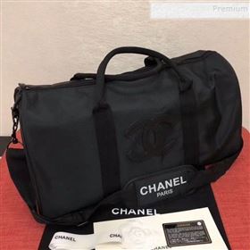 Chanel Fabric CC Carry-on Duffle Top Handle Bag Black/White 02 2019 (KAIS-9092512)