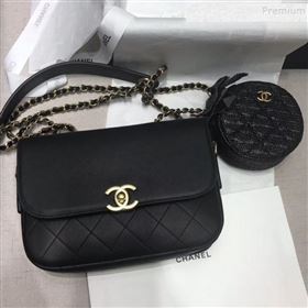 Chanel Calfskin Flap Bag and Coin Purse AS1094 01 Black 2019 (JIYUAN-9092515)