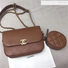 Chanel Calfskin Flap Bag and Coin Purse AS1094 02 Brown 2019 (JIYUAN-9092514)