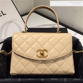 Chanel Quilted Lambskin Flap Bag with Top Handle AS1175 Apricot 2019 (FM-9092518)