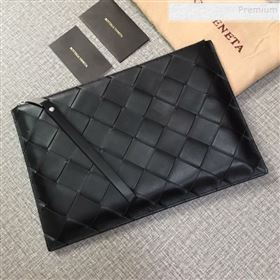 Bottega Veneta Maxi Woven Medium Pouch Black 2019 (MISU-9092639)