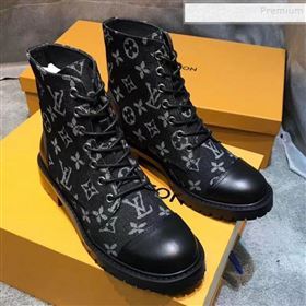 Louis Vuitton Monogram Denim Flat Short Boots Black 2020 (MD-9092653)