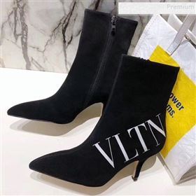 Valentino VLTN Suede Pointed Toe Mid-Heel Short Boots Black 2019 (MD-9092657)