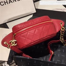 Chanel Quilted Lambskin Waist Bag/Belt Bag AS0940 Red 2019 (KAIS-9092504)