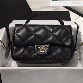 Chanel Quilted Lambskin Classic Small Flap Bag with Top Handle AS1114 Black 2019 (KAIS-9092505)