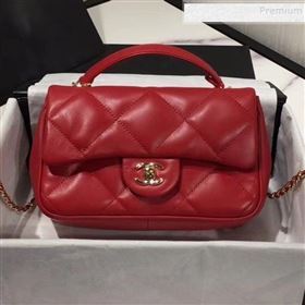 Chanel Quilted Lambskin Classic Small Flap Bag with Top Handle AS1114 Red 2019 (KAIS-9092506)
