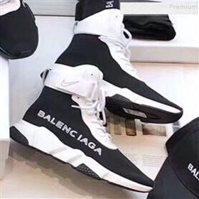 Balenciaga Triple S x Nike Stretch Knit High-top Lace-up Sneakers Black/White 02 2019 (For Women and Men) (DLY-9092818)