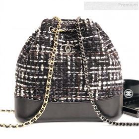 Chanel Tweed Drawstring Gabrielle Small Backpack A94485 Black/White 2019 (YD-9092723)