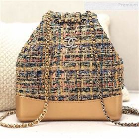 Chanel Tweed Drawstring Gabrielle Small Backpack A94485 Gold/Blue 2019 (YD-9092724)