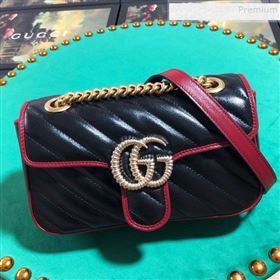 Gucci GG Diagonal Marmont Mini Bag 446744 Black 2019 (BLWX-9092733)