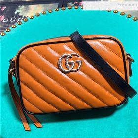 Gucci GG Diagonal Marmont Mini Bag 448065 Cognac 2019 (BLWX-9092731)