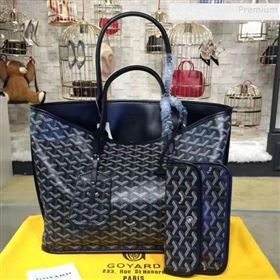 Goyard Reversible Calfskin Medium/Large Shopping Tote Bag Navy Blue (ZHENGT-9092634)