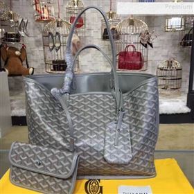 Goyard Reversible Calfskin Medium/Large Shopping Tote Bag Grey (ZHENGT-9092649)