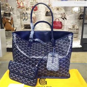 Goyard Reversible Calfskin Medium/Large Shopping Tote Bag Dark Blue  (ZHENGT-9092642)