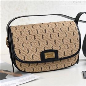 Saint Laurent Monogram Canvas All Over Logo Medium Satchel Shoulder Bag 585006 Beige 2019 (KTSD-9072525)