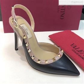 Valentino Rockstud Smooth Leather Slingback High-Heel Pump Black 2019 (XINL-9072457)