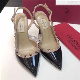 Valentino Rockstud Patent Leather Slingback High-Heel Pump Black 2019 (XINL-9072460)