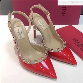 Valentino Rockstud Patent Leather Slingback High-Heel Pump Red 2019 (XINL-9072462)