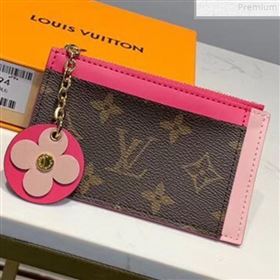 Louis Vuitton Monogram Canvas Flower Zipped Card Holder M67494 Hot Pink 2019 (LVSJ-9072364)