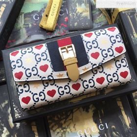 Gucci Sylvie Leather GG Heart Star Continental Wallet ‎476084 2019 (DLH-9072406)