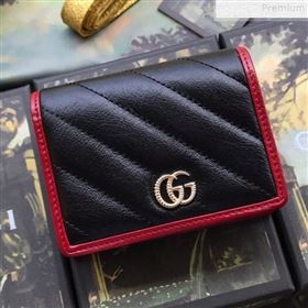 Gucci GG Diagonal Marmont Leather Card Case Wallet 573811 Black 2019 (DLH-9072409)