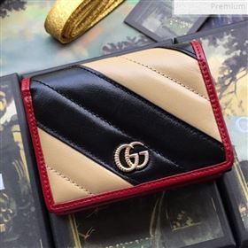 Gucci GG Diagonal Marmont Leather Card Case Wallet 573811 Beige 2019 (DLH-9072410)