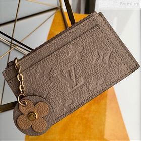 Louis Vuitton Monogram Empreinte Leather Flower Zipped Card Holder M68338 Khaki Grey 2019 (FANG-9072356)