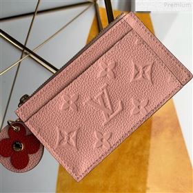 Louis Vuitton Monogram Empreinte Leather Flower Zipped Card Holder M68338 Pink 2019 (FANG-9072360)