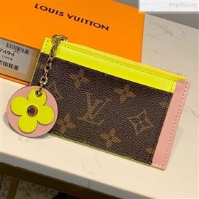 Louis Vuitton Monogram Canvas Flower Zipped Card Holder M67494 Yellow 2019 (LVSJ-9072365)