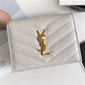 Saint Laurent Monogram Card Case in Grained Leather 530841 White 2019 (KTSD-9072554)