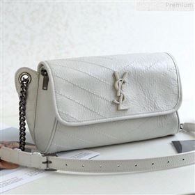 Saint Laurent Niki Body Belt Bag in Waxed Crinkled Vintage Leather 577124 White 2019 (KTSD-9072541)