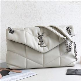 Saint Laurent Loulou Puffer Small Shoulder Bag in Quilted Lambskin 577476 White 2019 (KTSD-9072543)